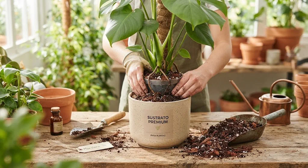Sustrato preparado para plantas cultivadas en maceta